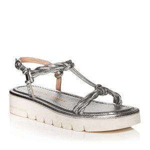 $350 STUART WEITZMAN CALYPPSO LIFT METALLIC LEATHER PLATFORM SANDAL 8.5 (ME8)